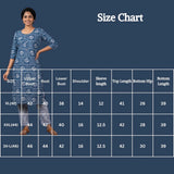 Indigo Blue Rayon Kurti with Printed Elastic Pant 2-Piece Set for Women | Round Neck, 3/4 Sleeves