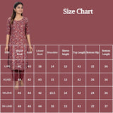 Maroon Rayon Kurti Pant Set with Elastic | Geometric Floral Print, Round Neck 3/4 Sleeves