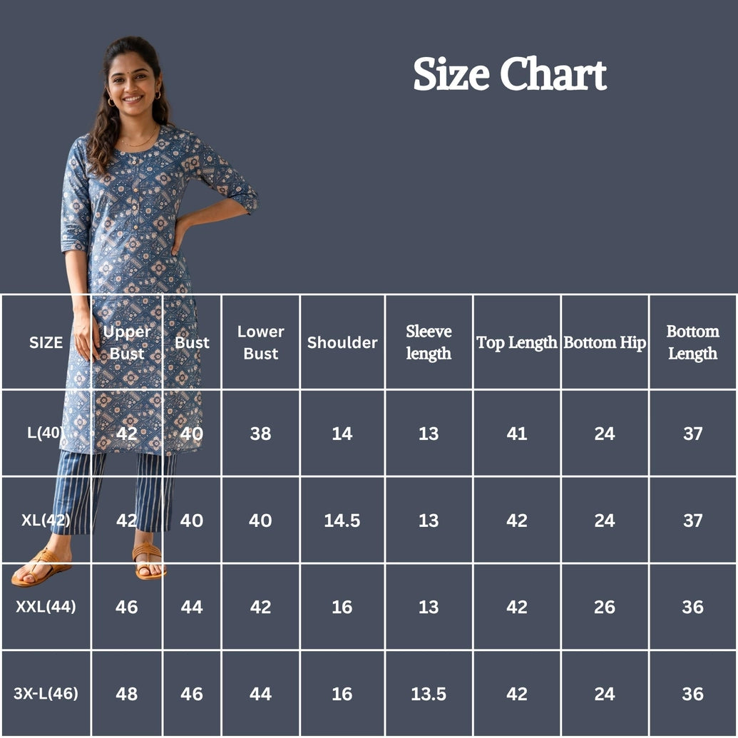 Teal Green Rayon 2-Piece Kurti Set with Elastic Pant, Capsule Foil Geometric Floral Print
