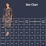 Navy Blue Rayon Floral Print Kurti with Elastic Pant 2-Piece Set for Women