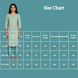 Sky Blue Rayon 2-Piece Kurti Set with Elastic Pant, Capsule Foil Geometric Print, Round Neck 3/4 Sleeve