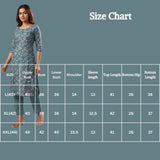 Indigo Blue Rayon 2-Piece Kurti with Elastic Pant, Geometric-Floral Foil Print, Round Neck & 3/4 Sleeves