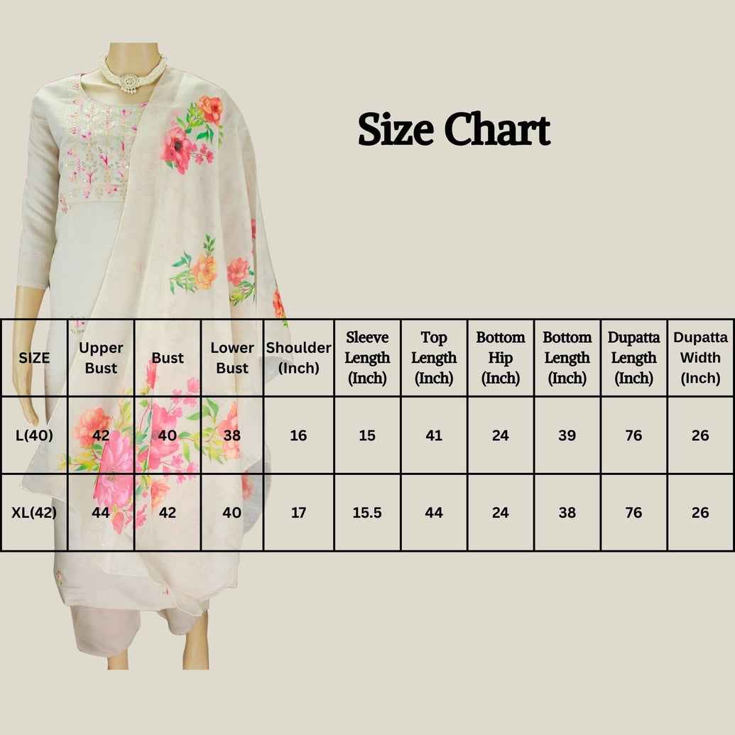 Elegant Beige Roman Silk 3 Piece Kurti Set with Digital Dupatta