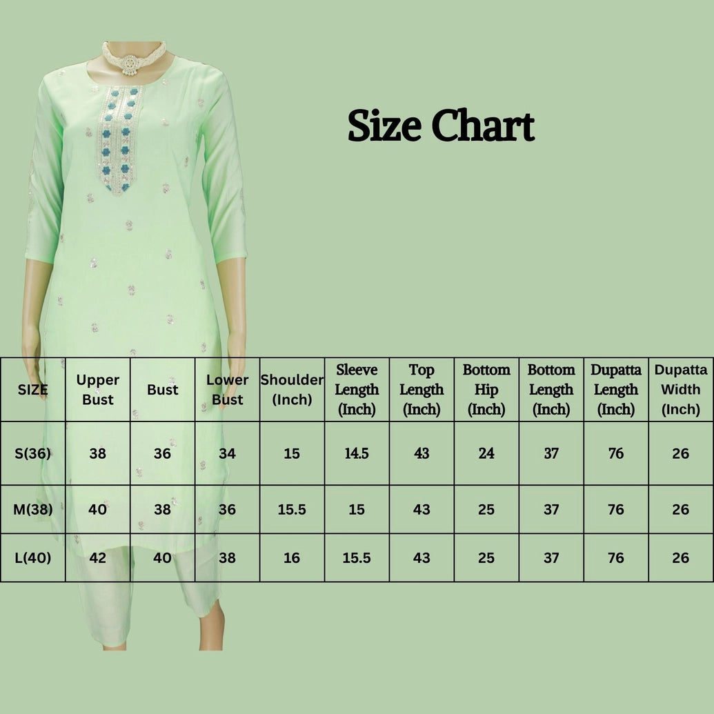 Light Green Cotton Embroidered 3-Piece Salwar Suit with Chiffon Dupatta