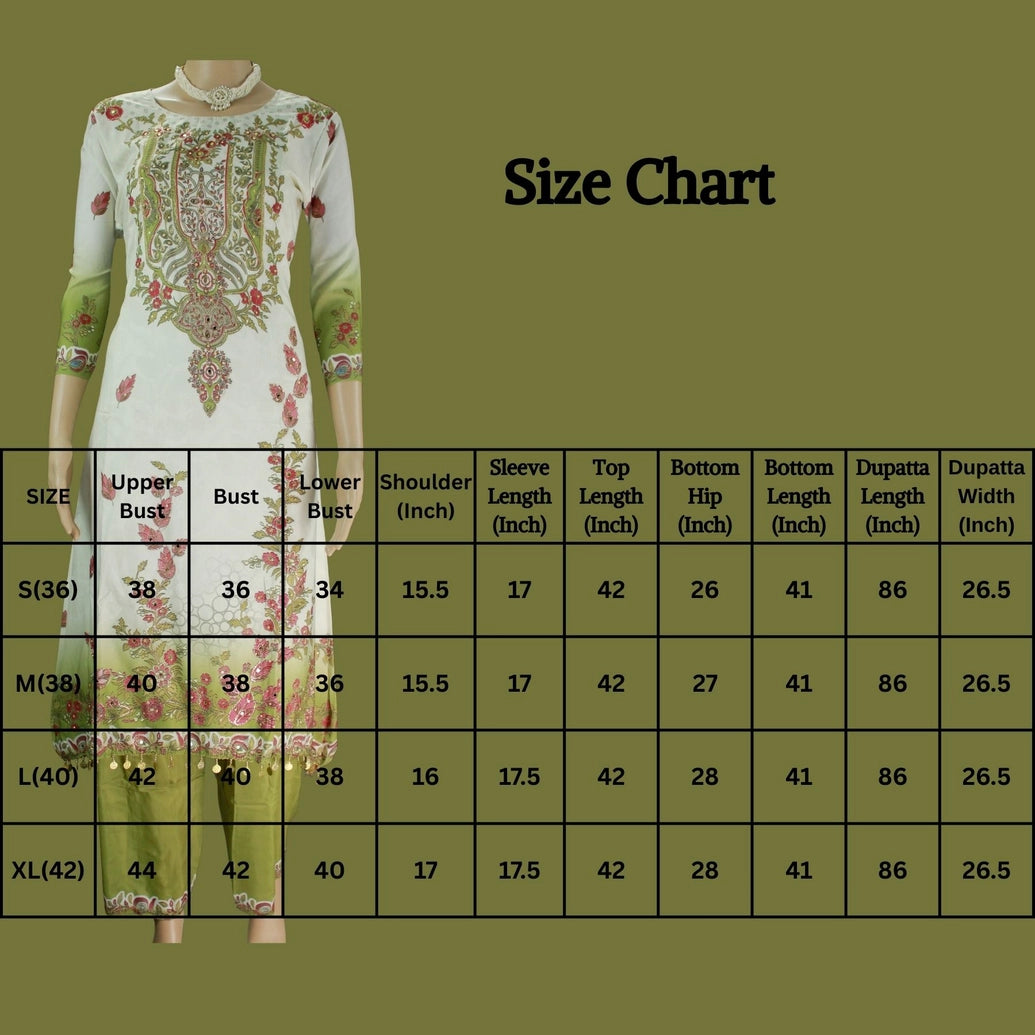 Cream Designer Crepe Salwar Set - 3-Piece Kurti with Stone & Mirror Work and Coin Hangings