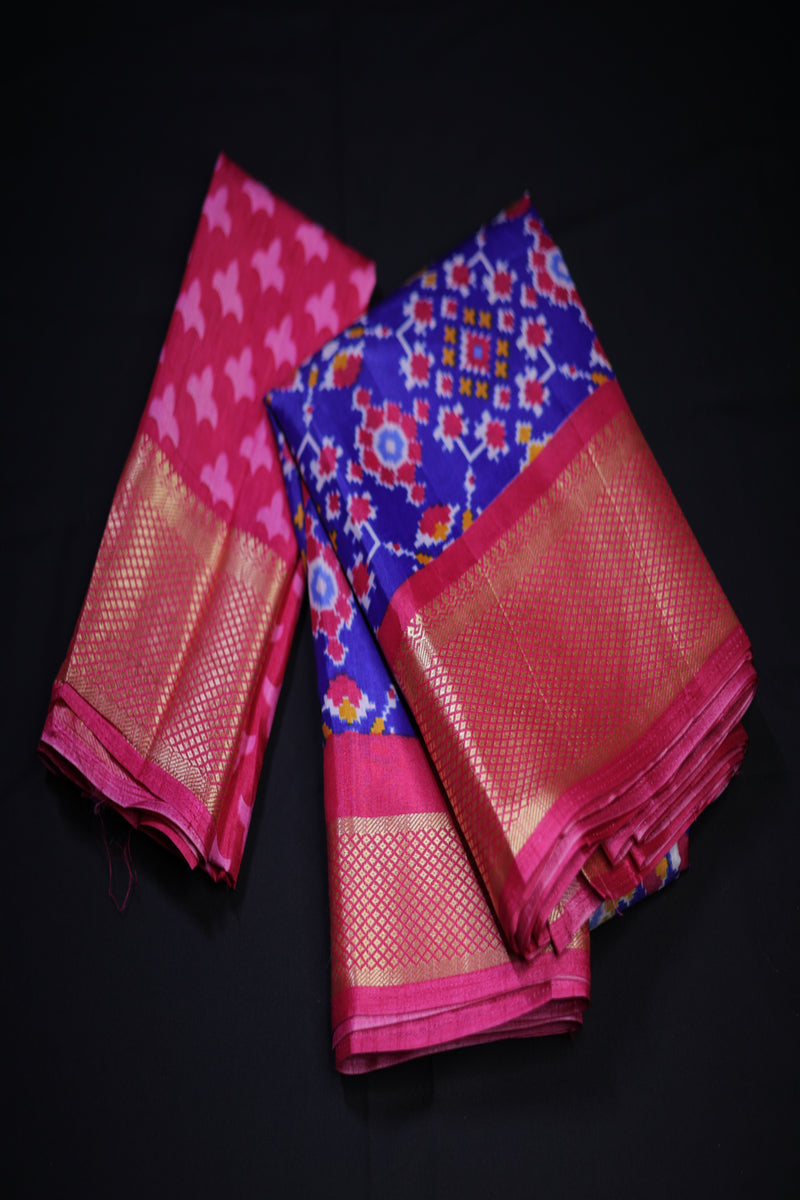 Elegant Ikkat Semi-Silk Saree with Kanchi Zari Borders