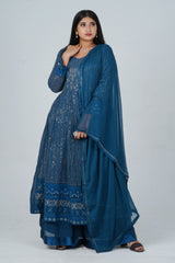 Unique Georgette Salwar Suit with Skirt - Embelished with Sequin Work