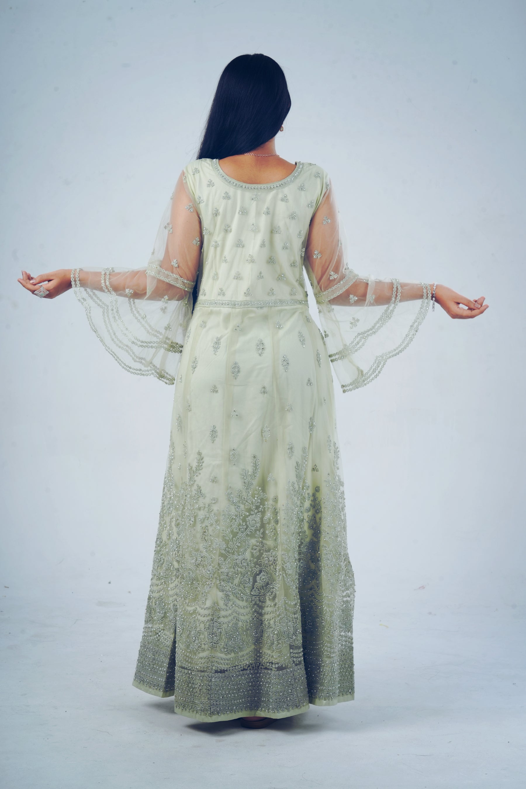 Stunning Embroidered long Gown with Stone Work KURTI JCS Fashions