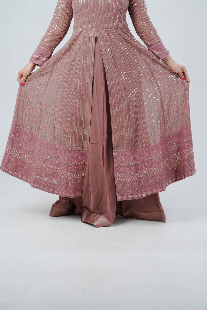 Exquisite Georgette Salwar & Lehenga Suit with Embroidery & Sequins Work