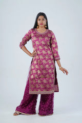 Charming Palazzo Salwar Suite: Embroidered Elegance for Parties & Weddings