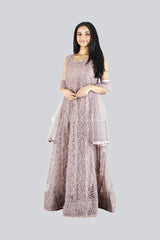 Designer A-Line Long Gown With Intricate Embroidery And Stone Work