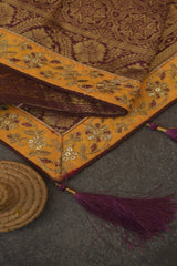 Elegant Festival Saree with Rich Zari Weaves & Trendy Wine Color