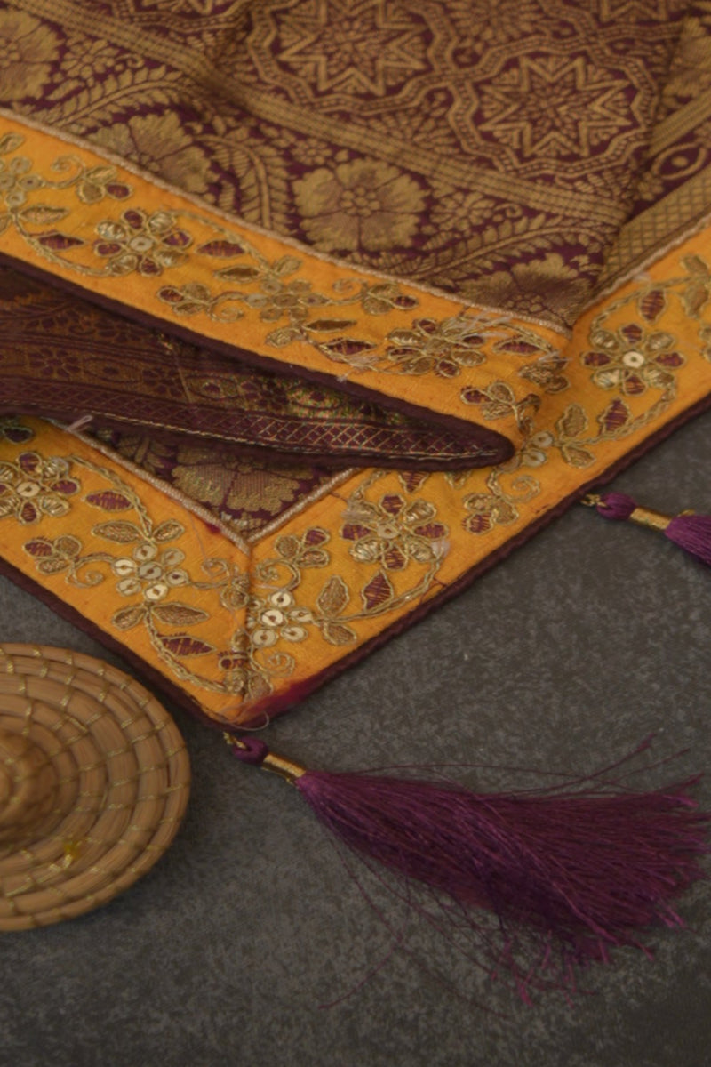 Elegant Festival Saree with Rich Zari Weaves & Trendy Wine Color