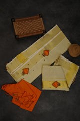 Exquisite Golden Tissue Palakkat Set Mundu with Aari Work