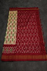 Soft and Flowy Pure Pochampally Ikkat Silk Saree in Cream