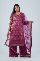 Charming Palazzo Salwar Suite: Embroidered Elegance for Parties & Weddings