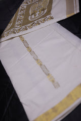 Kerala Cotton Saree with Elegant Peacock Motifs