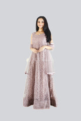 Designer A-Line Long Gown With Intricate Embroidery And Stone Work