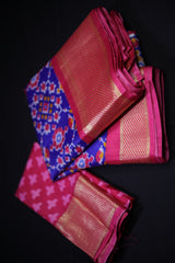 Elegant Ikkat Semi-Silk Saree with Kanchi Zari Borders