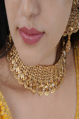 Gold-plated Neck Set with Tikka & Earrings - Radiant Glamour