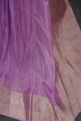 Luxurious Banaras Moonga Plain Crepe Saree with Elegant Kanchi Borders