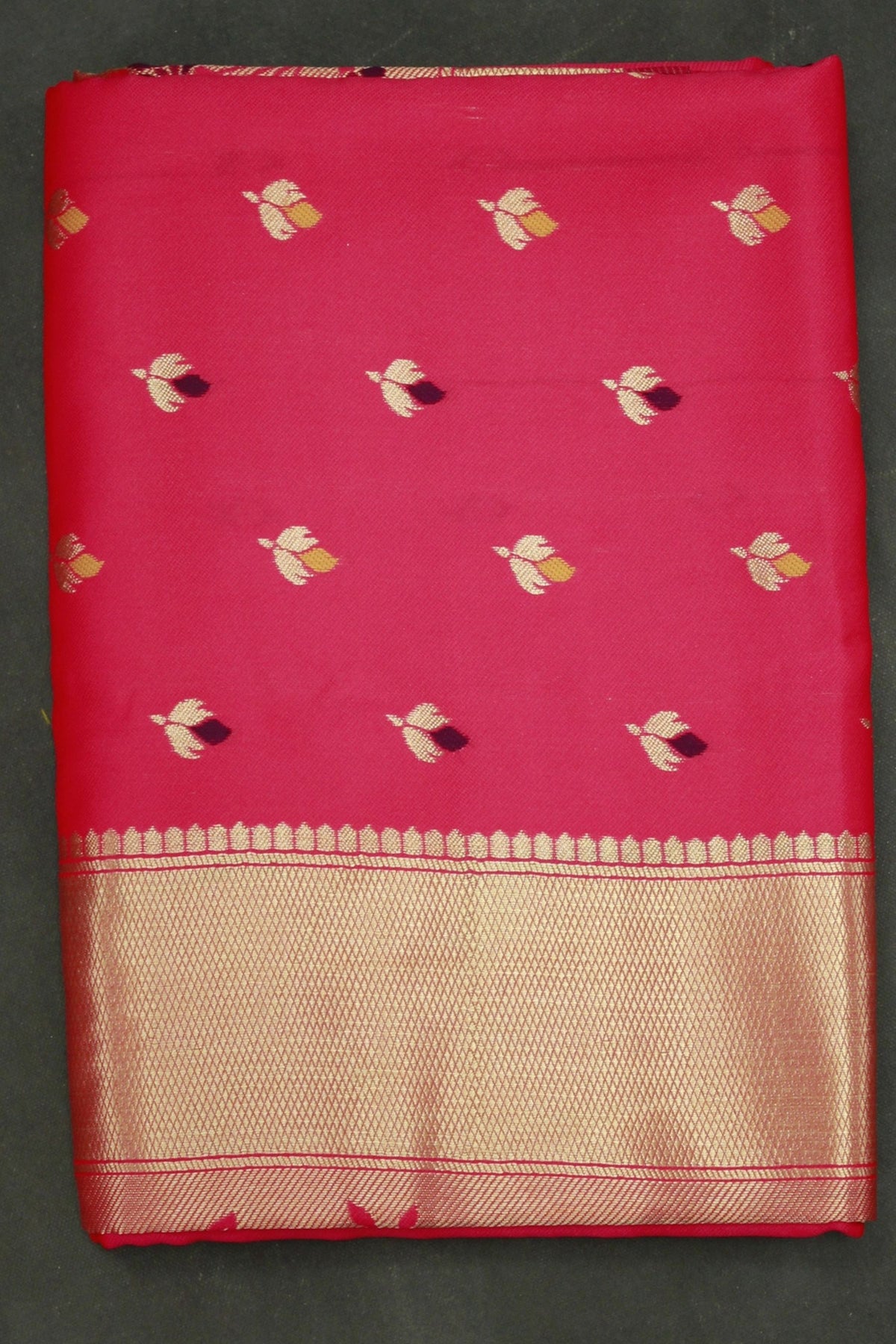 Orange Paithani Silk Saree with Floral Pallu Design Border and Butti Work, Blouse Included
