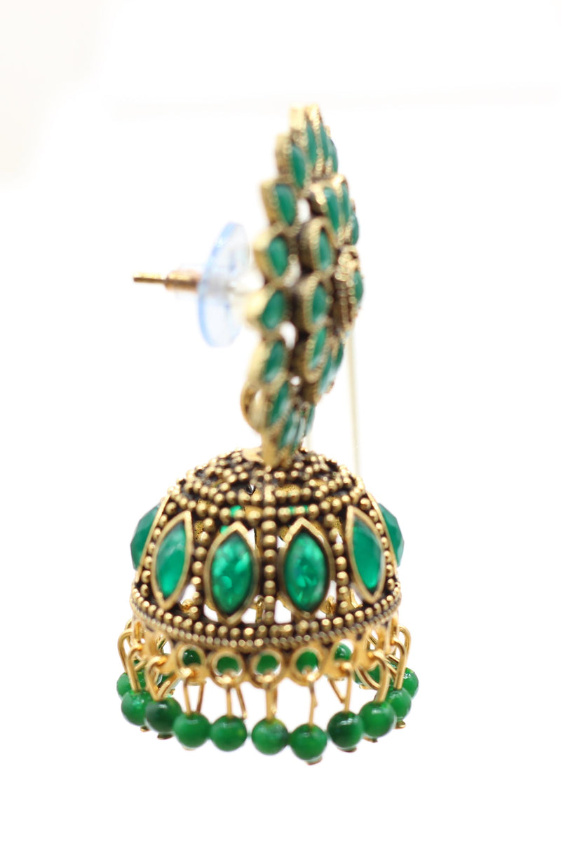 Antique Gold Jhumka Earrings: Elegant Beads, Explore Chic Glam