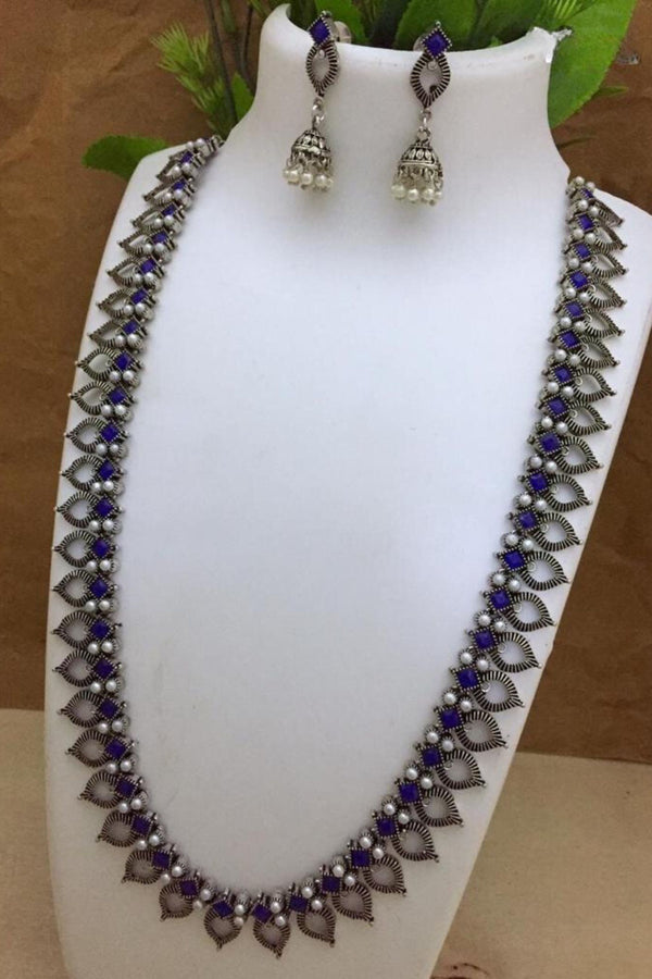 German Silver Neck Set with Stunning Necklace and Earring Ensemble