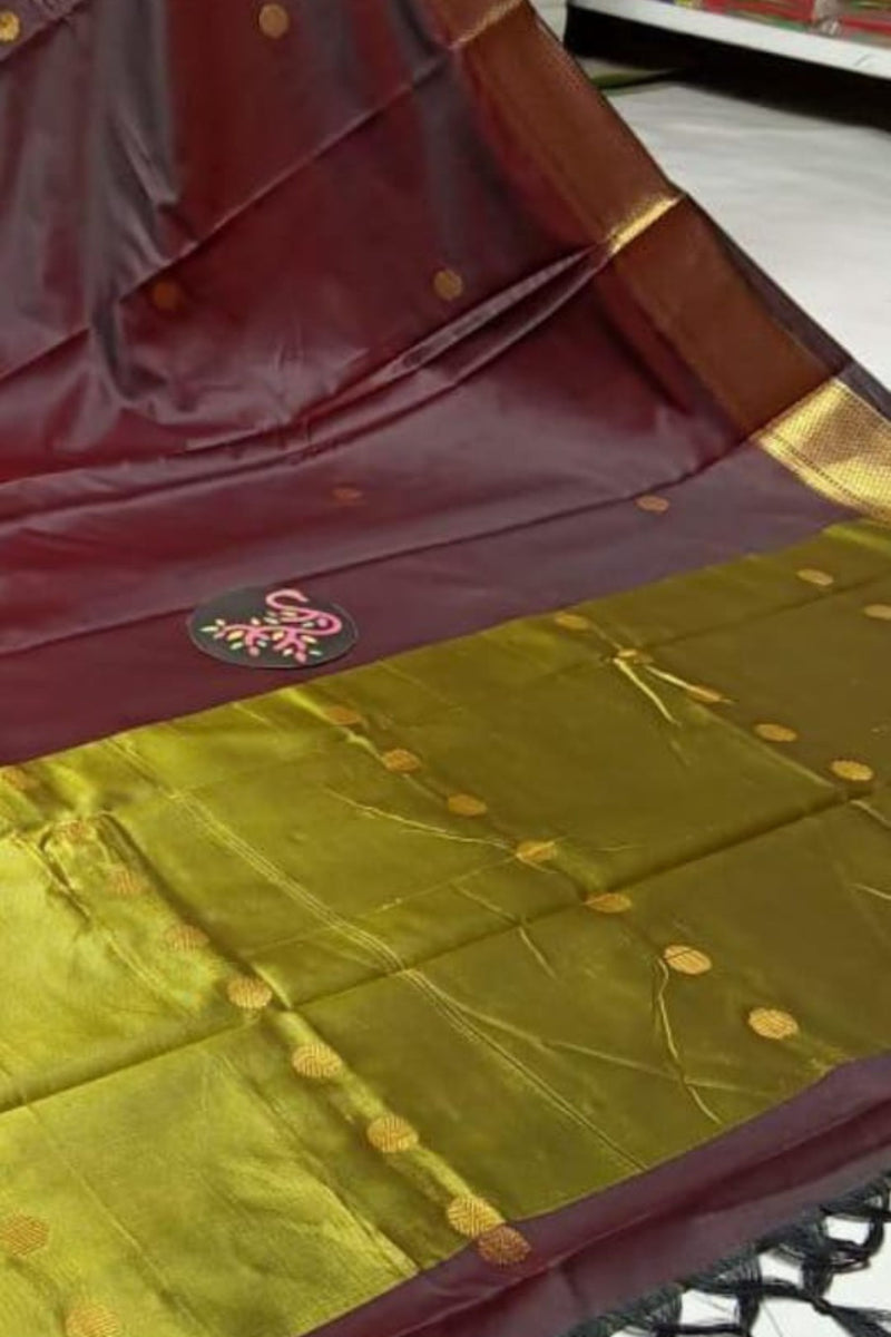 Kanchi Soft Silk Saree with Pure Silk Border, Chit Pallu & Contrast Blouse