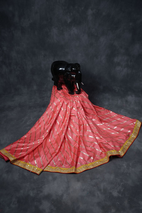 Elegance Redefined: Moonga Silk Leheriya Saree with Stylish Border