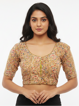 Green Kalamkari Cotton Padded Blouse - Readymade