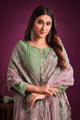 Embroidered Chinnon Salwar Kurti Set: Elegant Sequin Work, Soft Fabric