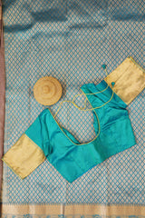 Lavish Handloom Silk Saree with Traditional Box Butties & Grand Pallu - View 2 - JCS Fashions