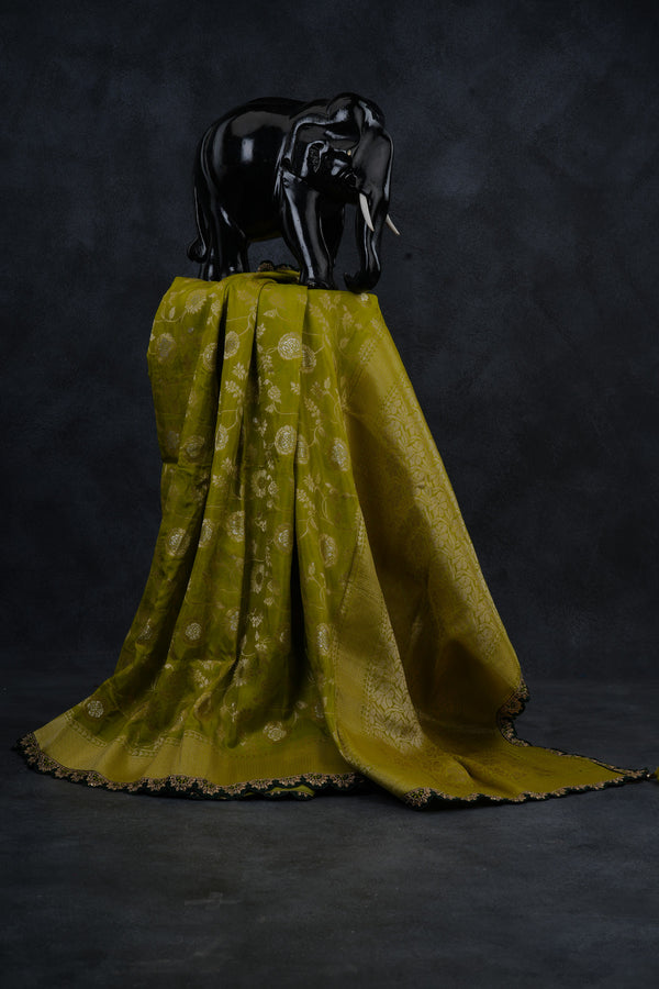 Radiant Banarasi Saree with Luxuriant Cut-Work Borders & Blouse