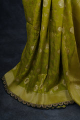Radiant Banarasi Saree with Luxuriant Cut-Work Borders & Blouse