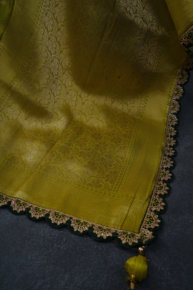 Radiant Banarasi Saree with Luxuriant Cut-Work Borders & Blouse