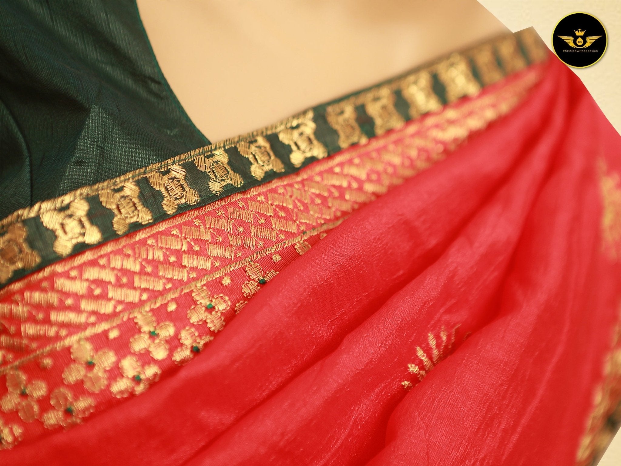 Art Silk Saree With Embroidery Pattern Fully stitched Blouse SAREE JCS Fashions