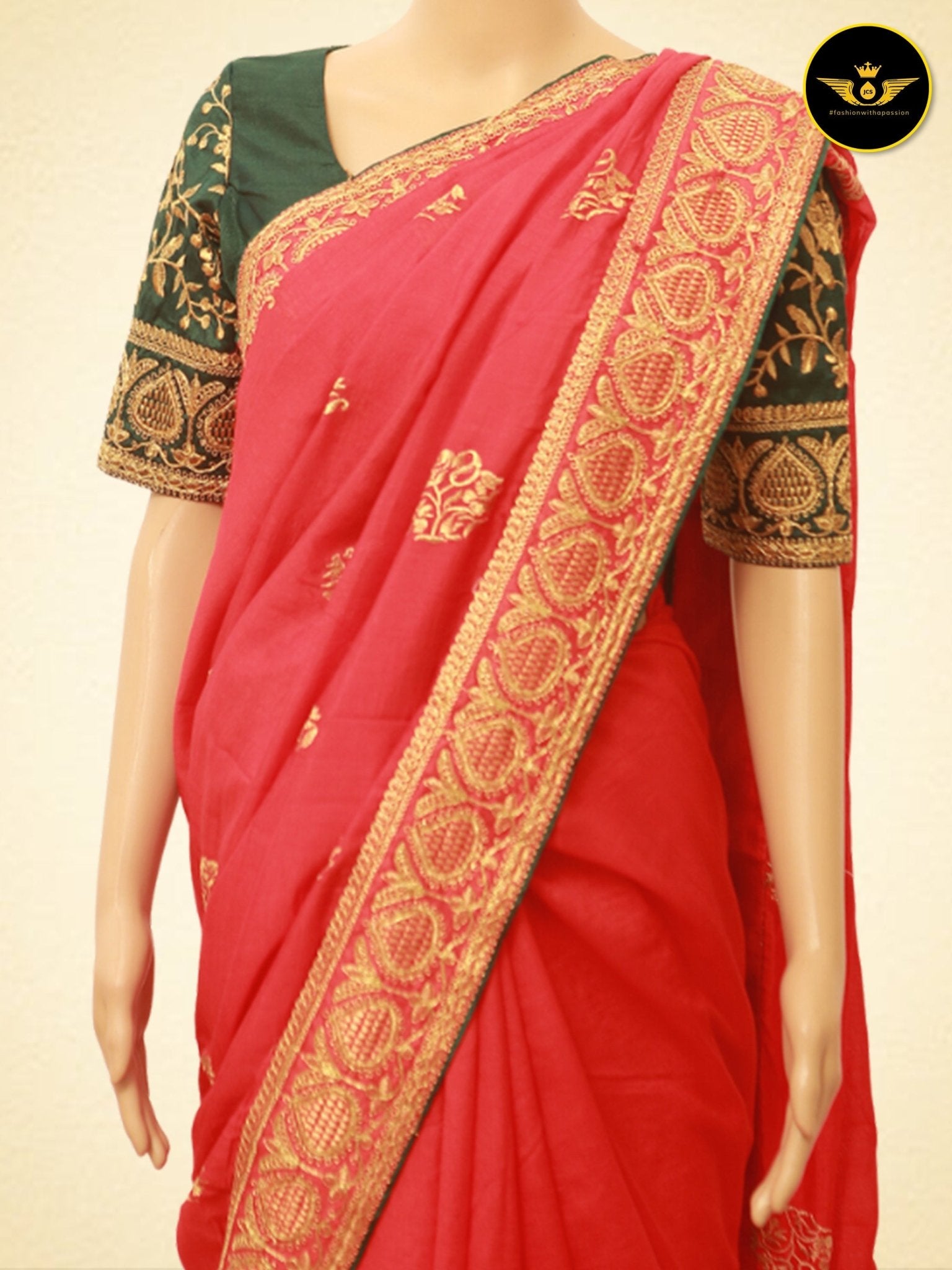 Art Silk Sarees With Embroidery Pattern Blouse SAREE JCS Fashions