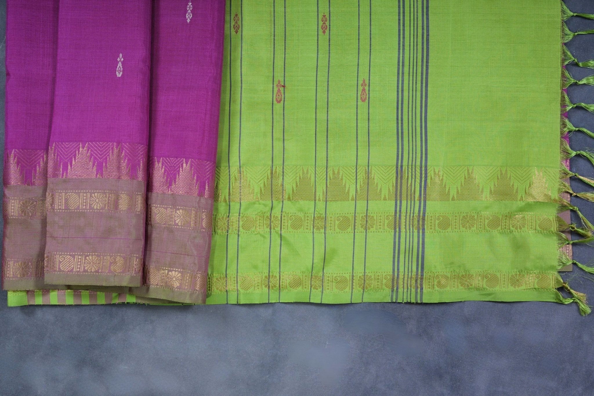 Authentic Banana Pith Saree with Luxurious Gold Zari Border -JCSFashions Saree JCS Fashions