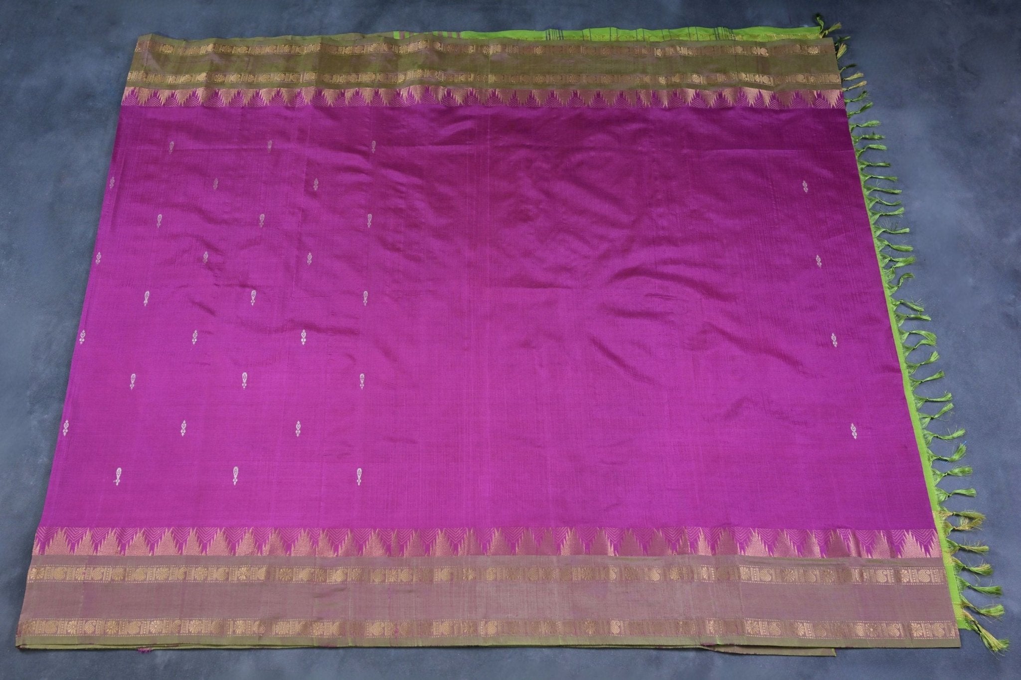 Authentic Banana Pith Saree with Luxurious Gold Zari Border -JCSFashions Saree JCS Fashions