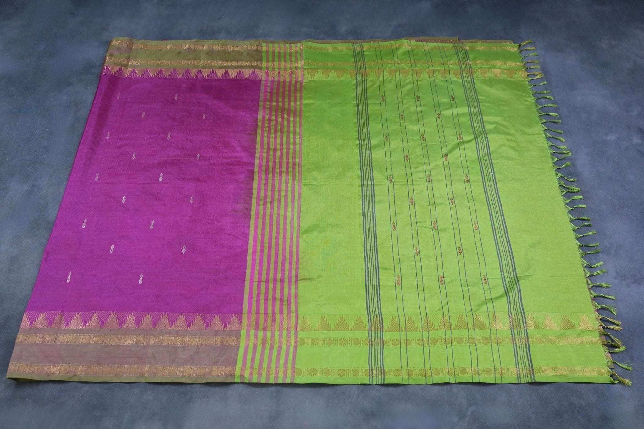 Authentic Banana Pith Saree with Luxurious Gold Zari Border -JCSFashions Saree JCS Fashions