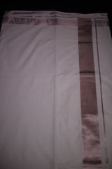 Traditional Kerala Cotton Saree with Rose Silver Zari Borders Saree JCS Fashions