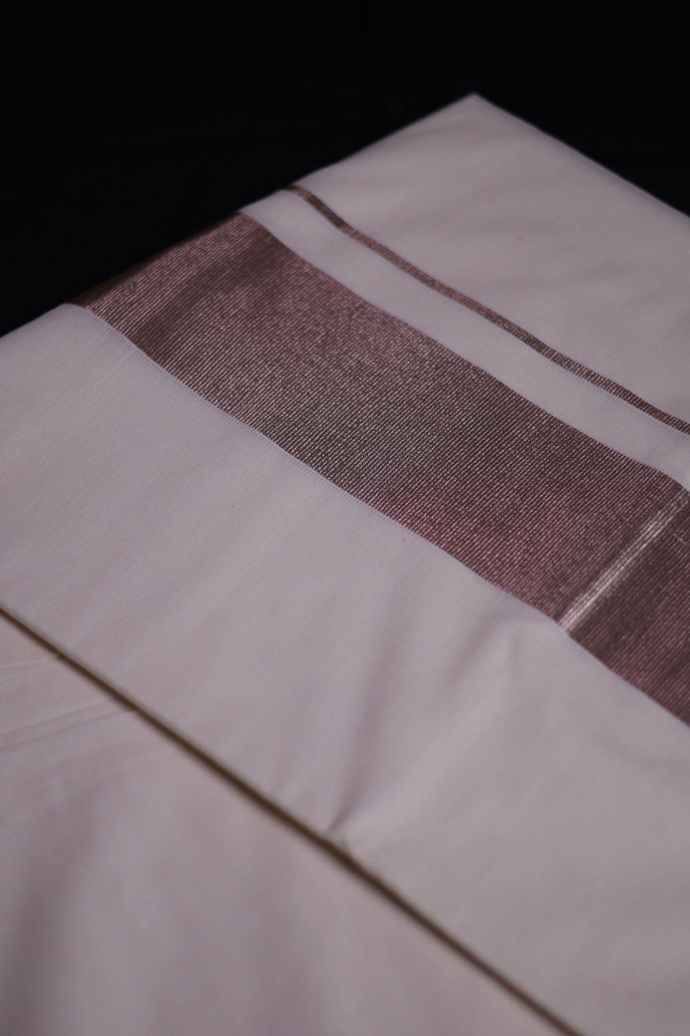 Traditional Kerala Cotton Saree with Rose Silver Zari Borders Saree JCS Fashions