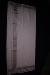 Traditional Kerala Cotton Saree with Rose Silver Zari Borders Saree JCS Fashions