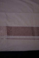 Traditional Kerala Cotton Saree with Rose Silver Zari Borders Saree JCS Fashions
