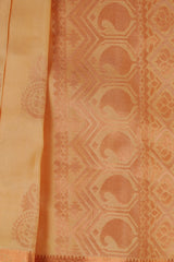 Pure Handloom Silk Saree with Copper Zari Border & Stitched Blouse - View 3 - JCS Fashions