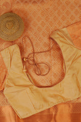 Pure Handloom Silk Saree with Copper Zari Border & Stitched Blouse - View 7 - JCS Fashions
