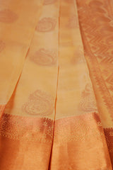 Pure Handloom Silk Saree with Copper Zari Border & Stitched Blouse - View 9 - JCS Fashions