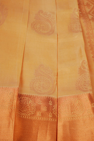 Pure Handloom Silk Saree with Copper Zari Border & Stitched Blouse