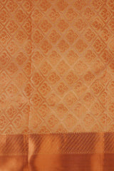 Pure Handloom Silk Saree with Copper Zari Border & Stitched Blouse - View 6 - JCS Fashions